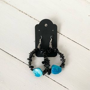 Handmade western earrings with blue stone